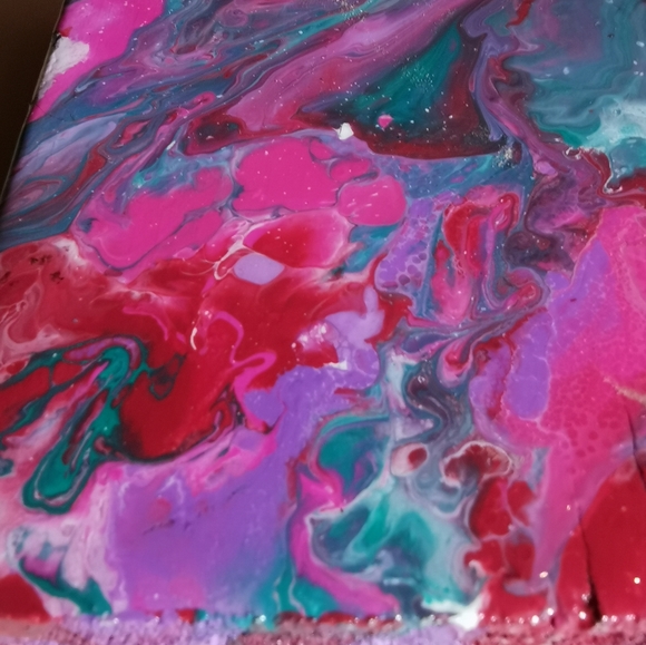 Small Wood Abstract Painting Garden Swirl wall art - Picture 4 of 10